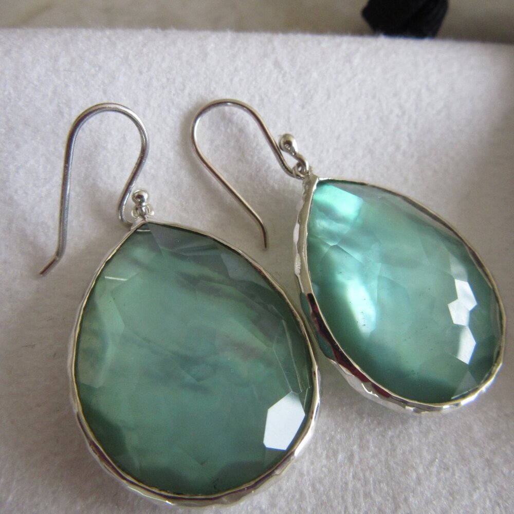 Ippolita Sterling Rock Candy Large Teardrop Earrings Atlantic Blue-Green